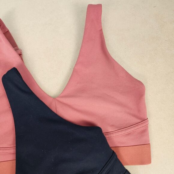 2 Fabletics Sports Bras SM Black Pink Convertible Racerback No Pads 13" Band - Picture 4 of 8